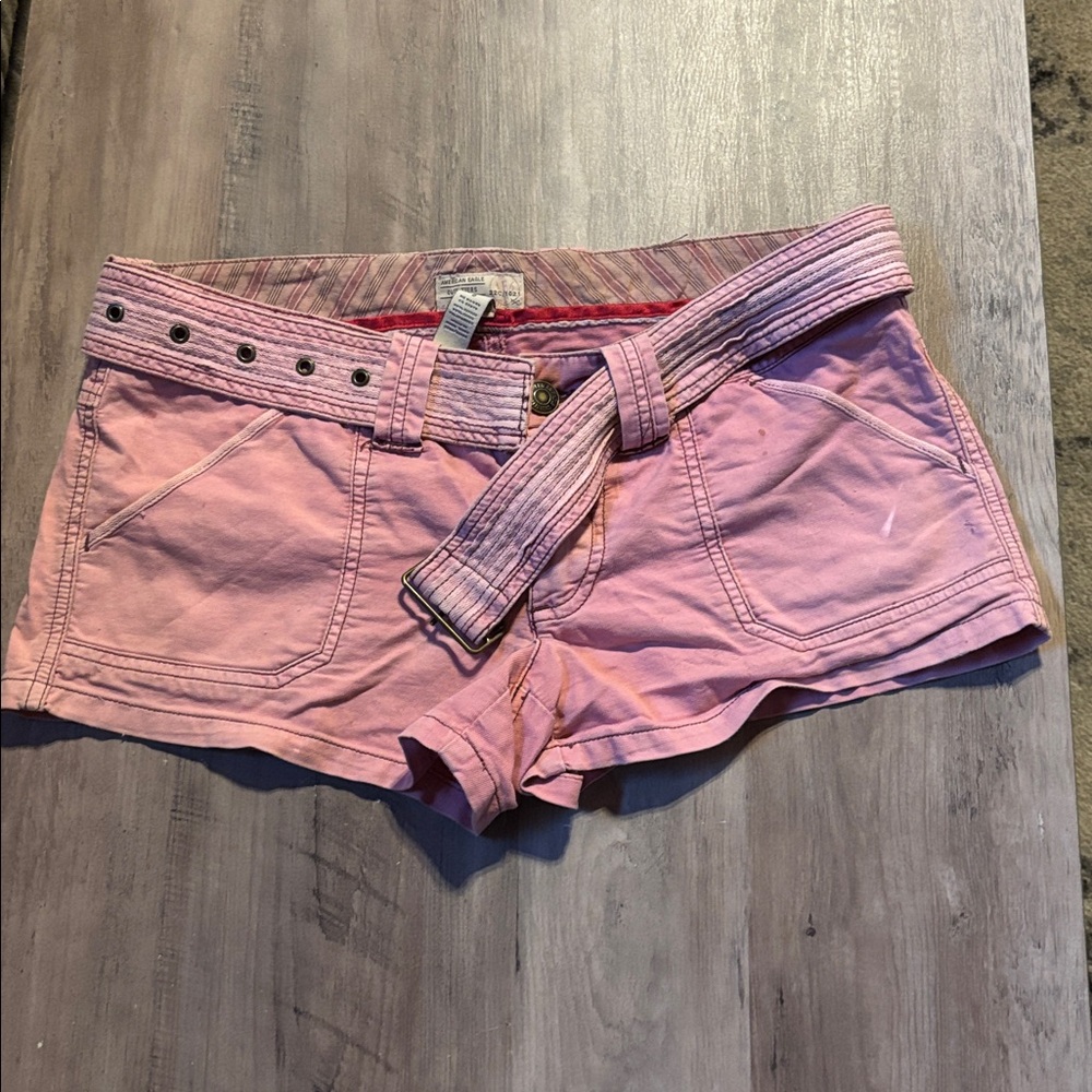American Eagle Outfitters Light Pink Belted Shorts